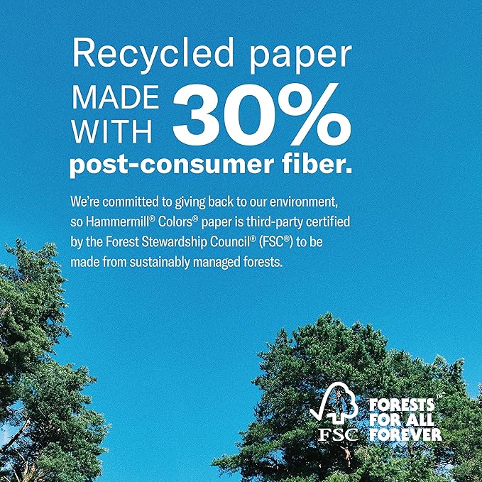 Hammermill Colored Paper, 24 lb Salmon Printer Paper, 8.5 x 11-10 Ream (5,000 Sheets) - Made in the USA, Pastel Paper, 103120C