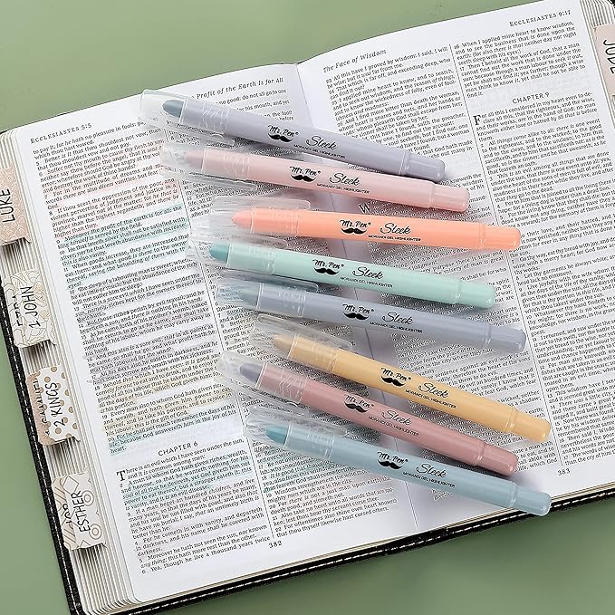 Mr. Pen- Gel Highlighters, 8 Pack, Morandi Colors, No Bleed Bible Markers