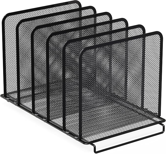 Simple Houseware 5 Section Expandable Upright File Sorter Organizer, Black