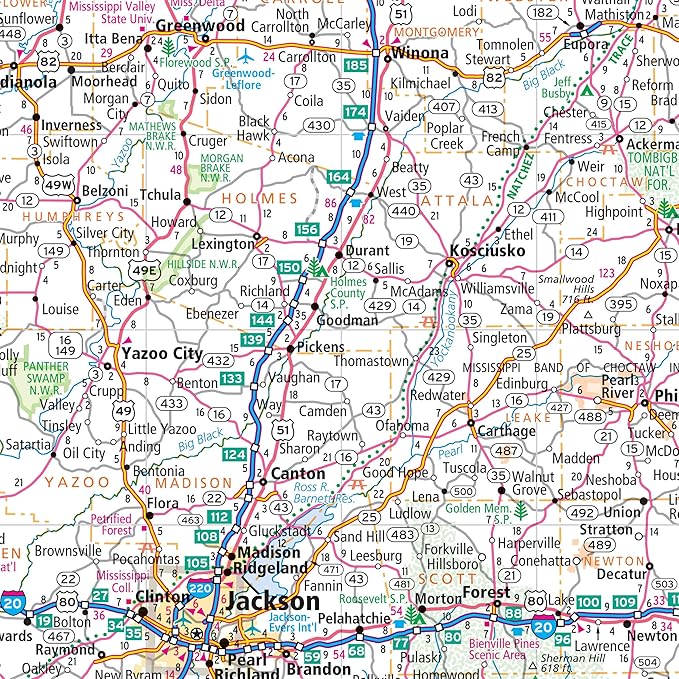 Rand McNally Easy to Read: Mississippi State Map