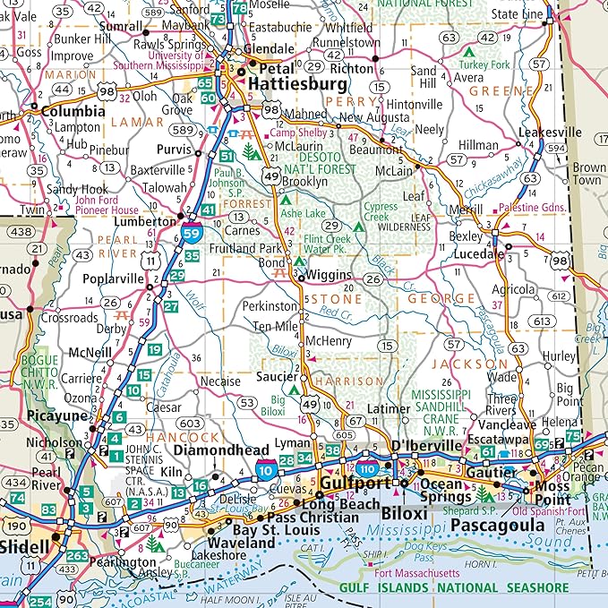 Rand McNally Easy to Read: Mississippi State Map