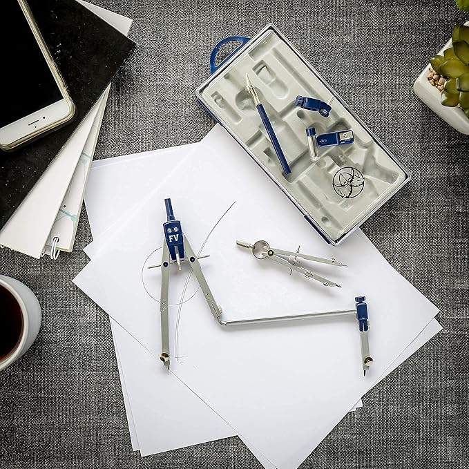 Drafting Compass for Geometry Set - Drawing Compass Geometry Set for Drafting, Math and Making Circles with Large Extension Beam for School, Drafting, Engineering and Architecture