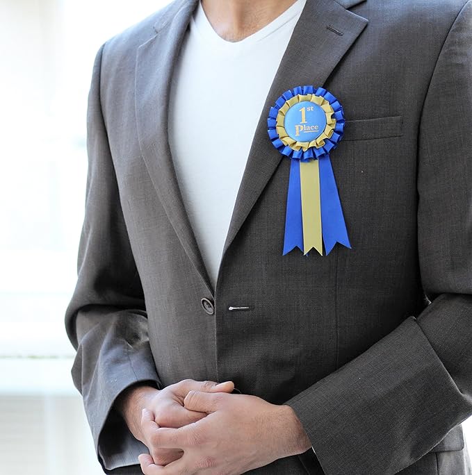 Premium Award Ribbons Blue,Red,White - 1st, 2nd, 3rd Place - 1 Set (3 Ribbons) - First Second Third Place Winner Ribbons