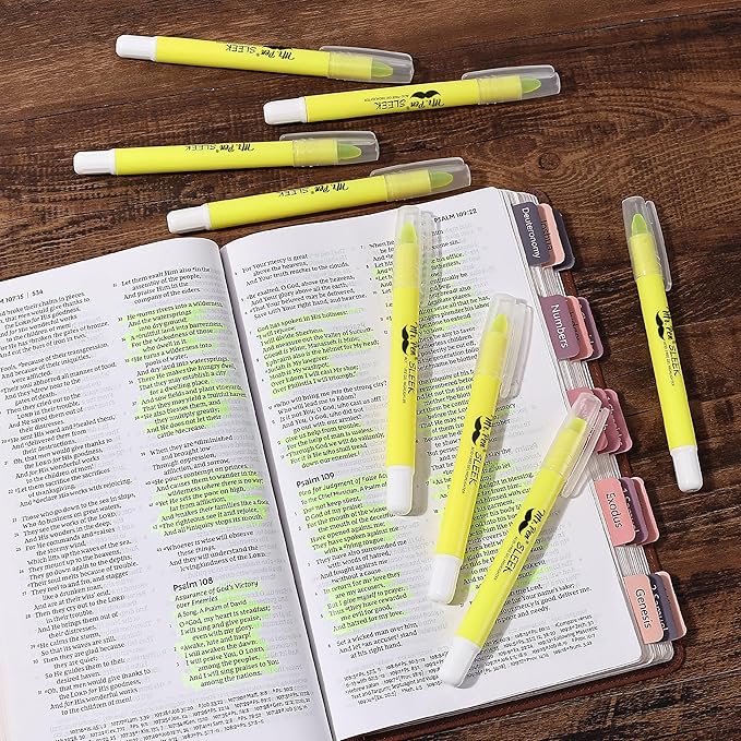 Mr. Pen- No Bleed Gel Bible Highlighters, Yellow, Pack of 8, Fluorescent Gel Highlighters