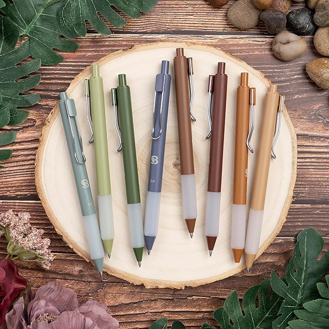 BLIEVE Gel Pens - Earthy, Matte Finish, Smooth Writing, No Bleed - For Journaling, Bible Notes, Drawing - Cute School Supplies, 8 Pack
