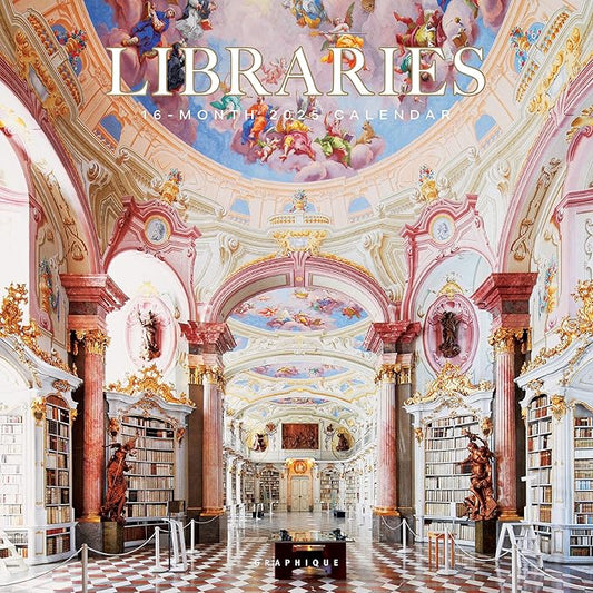 Graphique 2025 Libraries Wall Calendar | 12” x 12” | Thick Paper | Home & Office Organizer | Large Monthly Grid | 3 Languages & Marked Holidays | 4 Month Preview Page for 2026