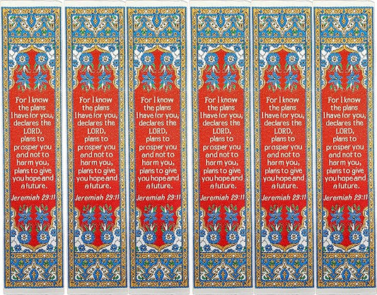 I Know The Plans I Have for You, Bulk Pack of 6 Woven Fabric Christian Bookmarks, Silky Soft Jeremiah 29:11 Flexible Bookmarker for Novels Books and Bibles, Religious Memory Verse Gift