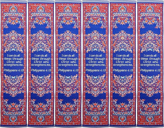 I Can Do All Things, Bulk Pack of 6 Woven Fabric Christian Bookmarks, Silky Soft Philippians 4:13 Flexible Bookmarker for Novels Books and Bibles, Religious Memory Verse Gift